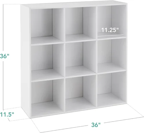 Vista 3 de Best Choice Products Organizador de almacenamiento de 9 cubos, apertura de estante de 11 pulgadas, estantería, estante de exhibición, personalizable