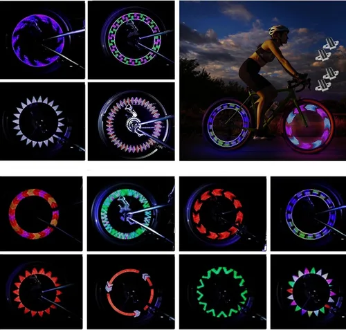 Vista 9 de DAWAY Luces LED para ruedas de bicicleta - A12 Luz impermeable genial para neumáticos de bicicleta, luces de radios de seguridad para niños, niñas