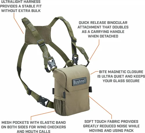 Vista 3 de Bushnell Prime - Paquete combinado de binoculares y bóveda de 10 x 42 pulgadas, binocular de caza impermeable con bolsa resistente para caza