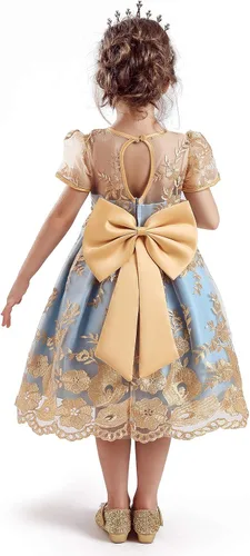 Vista 2 de Vestidos de flores para niñas TTYAOVO. Vestido para bodas de princesa para niñas pequeñas.