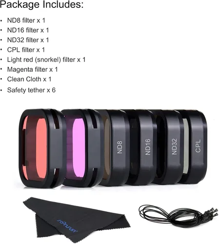 Vista 9 de SOONSUN Juego de 6 filtros de lentes para GoPro Hero 12 11 10 9 Negro - ND8, ND16, ND32, CPL, rojo, magenta, densidad neutra, polarizador circular