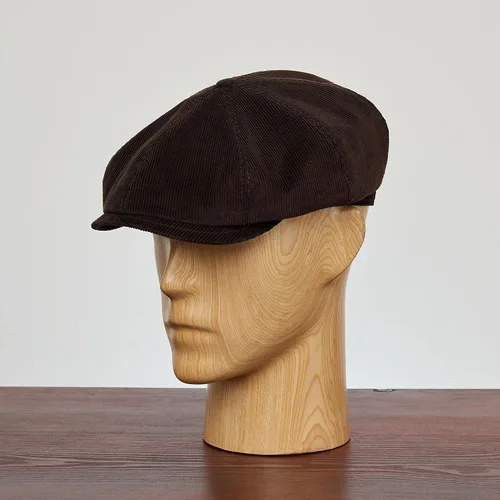 Vista 5 de Sterkowski Shelby Gorra Gorra de pana 100% algodón para hombre Sombrero estilo pico de 8 paneles