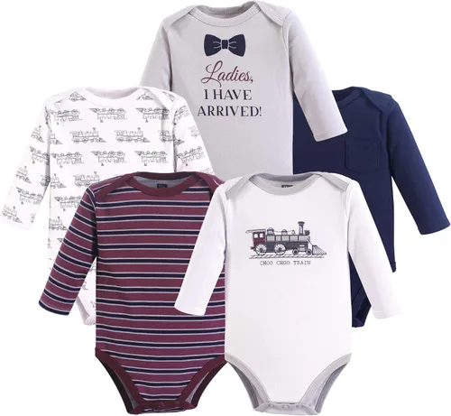 Vista 66 de Hudson Baby baby-boys Cotton Long-sleeve Bodysuits 5-pack