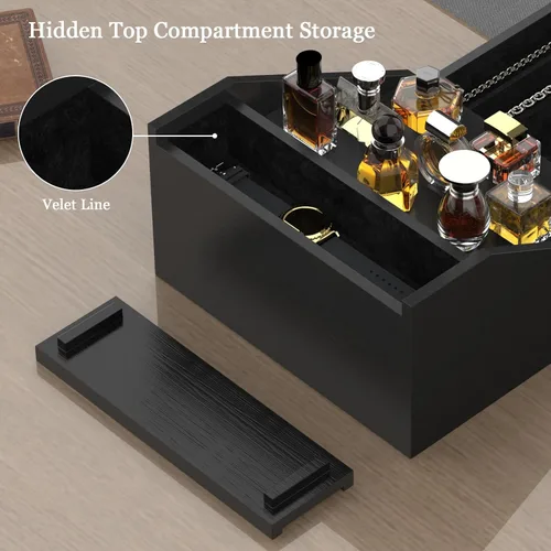 Vista 2 de upcessory Organizador de colonia de madera para hombres, estante mejorado de colonia de 4 niveles, organizador de perfumes con cajón forrado