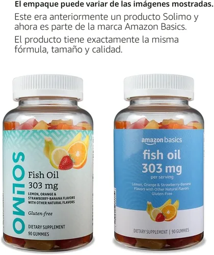 Vista 4 de Amazon Basics Aceite de pescado 303 mg, sabores de limón, naranja y fresa-plátano, 90 gomitas (2 por porción), ácidos grasos omega-3 EPA y DHA