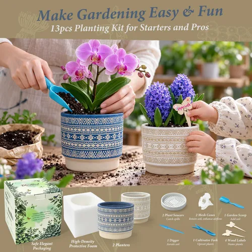 Vista 5 de Macetas pequeñas de cerámica para plantas, maceta decorativa