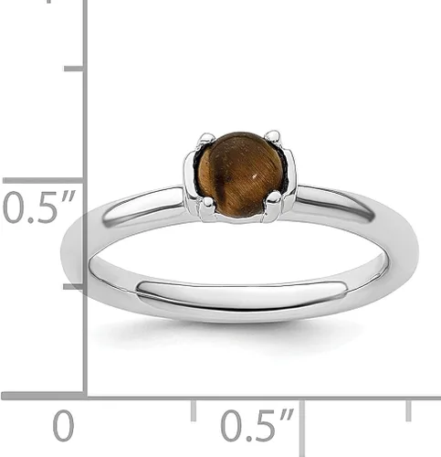 Vista 5 de 925 Sterling Silver Tiger Eye Stackable Ring Gemstone Natural Stone Shell Wood Fine Jewelry For Women Gifts For Her