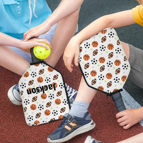 Vista 6 de Funda de paleta de pickleball personalizable, 1/2 paquetes de texto personalizado, nombre y foto, ajuste universal para hombres y mujeres