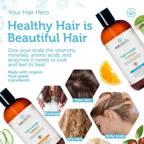 Vista 3 de Acondicionador profundo Era Organics para cabello seco, dañado, crispado, dañado y picazón de cuero cabelludo.