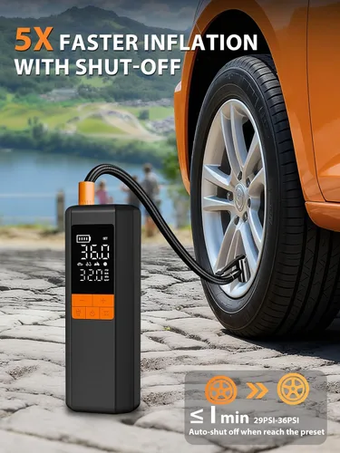 Vista 2 de Compresor de aire portátil para inflador de neumáticos, bomba de aire 5 veces más rápida para neumáticos de automóvil, bomba de neumáticos