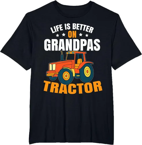 Vista 71 de Life Is Better On Grandpas Tractor Kids Farm Tractor Boy Camiseta, Negro