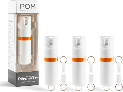 Vista 18 de POM Pepper Spray Keychain, Quick Key Release for Instant Access, Flip Top Safety, Maximum Strength OC Formula with UV Marking Dye, 25 Bursts, 10 ft