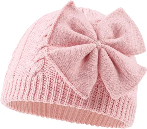 Vista 2 de Gorro de punto cálido de invierno para niñas con forro de algodón para bebés y niñas