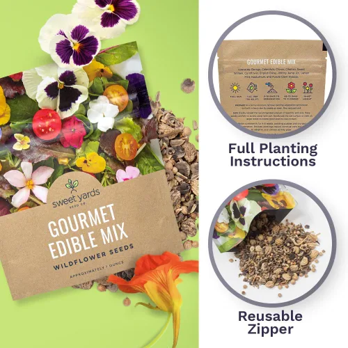 Vista 5 de Wildflower Seeds - Mezcla de flores comestibles, 1 onza más de 7,000 semillas anuales y perennes polinizadas abiertas
