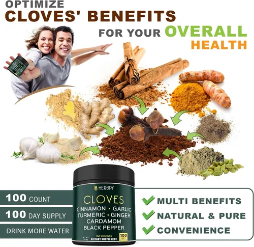 Vista 5 de Herbpy Paquete de suplemento de clavo 7 en 1 y Ashwagandha Shilajit 5 en 1