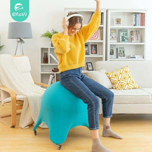 Vista 2 de Silla Original de Bola Estrella de Mar, Silla de Bola de Yoga, Silla de Bola de Ejercicio, Diseño Ergonómico para Escritorio de Oficina en Casa Azul