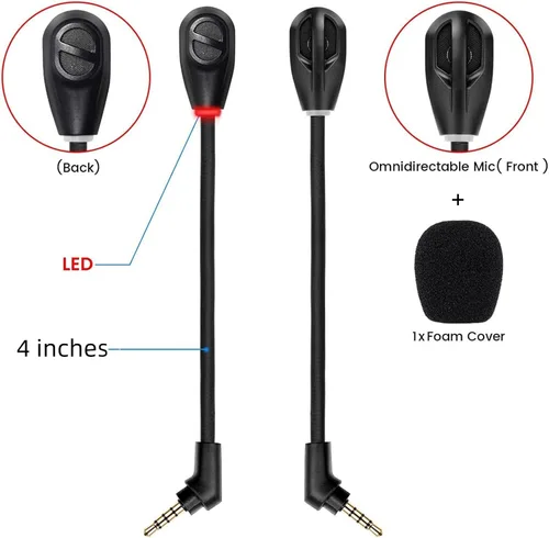 Vista 2 de Cloud Flight MIC, Boom Microphone Replacement for Kingston Cloud HYPERX Cloud Flight and Flight S Gaming Headset on PS5, PS4, Xbox One, PC, Mac