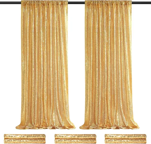 Vista 61 de 2 cortinas de 2 x 8 pies de lentejuelas con brillantina para marco de fotografía, para fiestas o fondos de fotografía