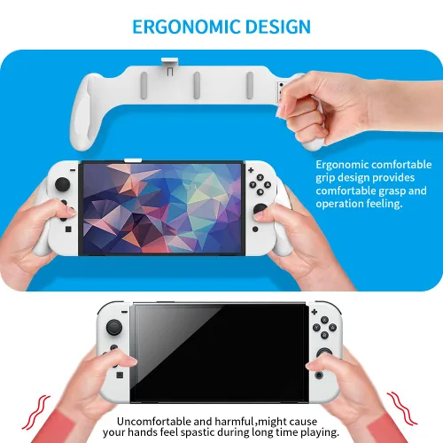 Vista 4 de JDDWIN Switch Switch OLED Dockable Hand Grip,comfort handheld for SwitchSwitch OLED with Specially Ergonomic Design(white)