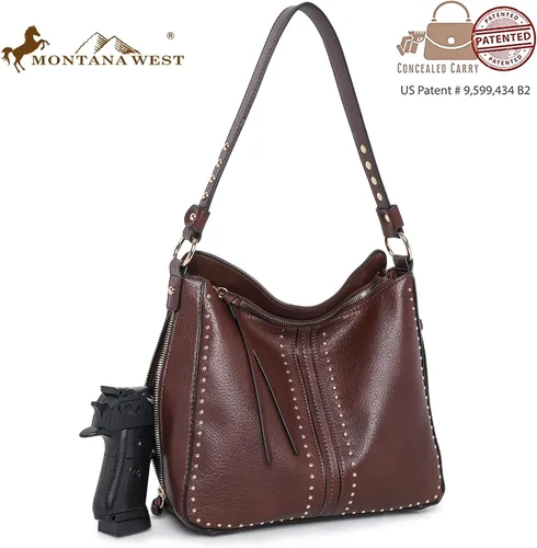 Vista 3 de Montana West - Bolsos de mano para mujeres aptos para porte oculto de arma. Bolsos de cuero tipo bandolera. Juego de tres piezas.