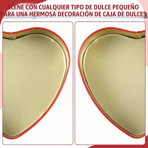 Vista 4 de Blulu 6 latas de metal en forma de corazón para el día de San Valentín con tapas de 4.72 x 4.33 pulgadas, cajas de dulces de San Valentín, tarro