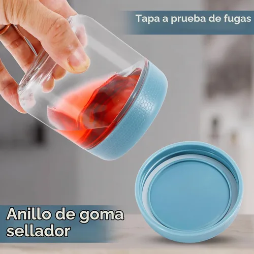 Vista 3 de Paquete de 6 tarros de vidrio con tapas, tarros de vidrio de 8 onzas, recipientes de avena de boca ancha, recipientes apilables de almacenamiento