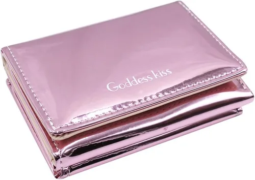 Vista 2 de Eilova Orityle Cartera triple plegable para mujer, brillante, holográfica, moneda, monedero, tarjetero organizador, Púrpura