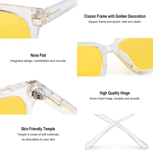 Vista 3 de Wzerry Gafas de sol polarizadas para mujer gafas de sol clásicas retro con marco cuadrado protección UV400
