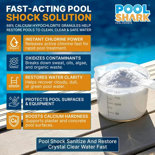Vista 4 de Shock de Piscina de Hipoclorito de Calcio al 68% para Piscinas - Gránulos de Cloro Shock para Piscina de Natación Cubeta de 25 libras - Cloro