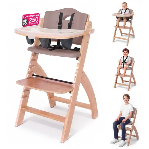 Vista 20 de Abiie Beyond Junior Convertible Wooden High Chair with Removable Tray Cojín de madera gris brumosa - Perla negra