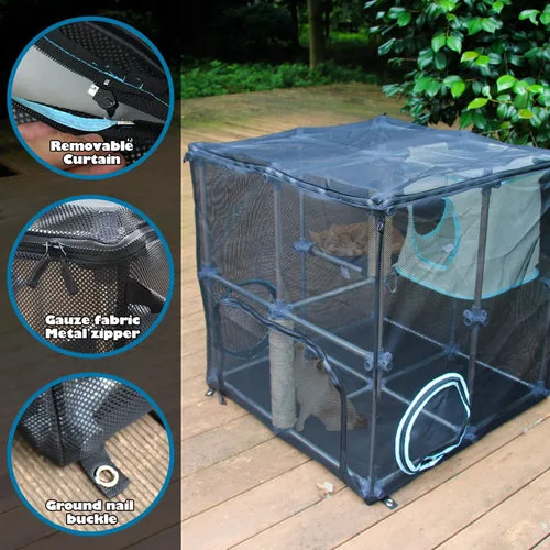 Vista 4 de INTURN Catio - Recinto para gatos al aire libre, kit compacto para exteriores e interiores (kit compacto)