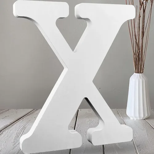 Vista 33 de AOCEAN Letras de madera grandes blancas de 12 pulgadas, letras de madera sin terminar para decoración de pared, letras decorativas de pie