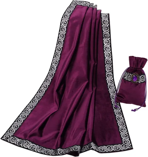 Vista 28 de BLESSUME Mantel de tarot de altar para lectura con bolsa negra