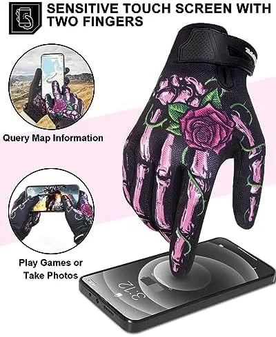 Vista 2 de RIGWARL Guantes de motocicleta para hombres y mujeres, pantalla táctil, guantes ligeros antideslizantes para motocross
