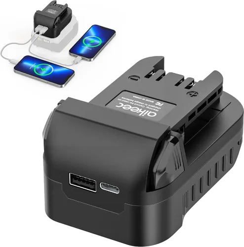 Vista 8 de aikeec Adaptador de batería compatible con Dewalt a compatible con Miwaulkee, puerto de carga USB/Tipo-C, convertidor de batería de 18 V/20 V
