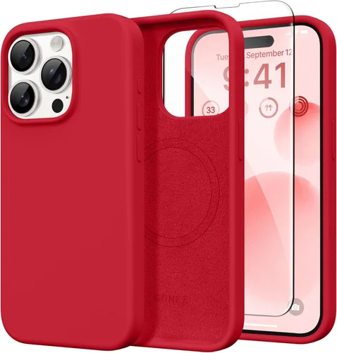 Vista 26 de GONEZ Funda magnética para iPhone 14, compatible con Magsafe, con protector de pantalla + protector de cámara, forro de microfibra antiarañazos