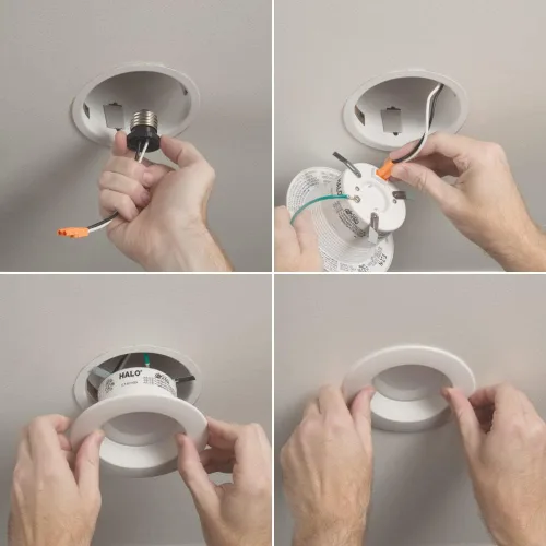 Vista 7 de RL - Lámpara de techo empotrada LED blanca de 4 pulgadas con ajuste de deflector con 90 CRI, 5000K luz diurna