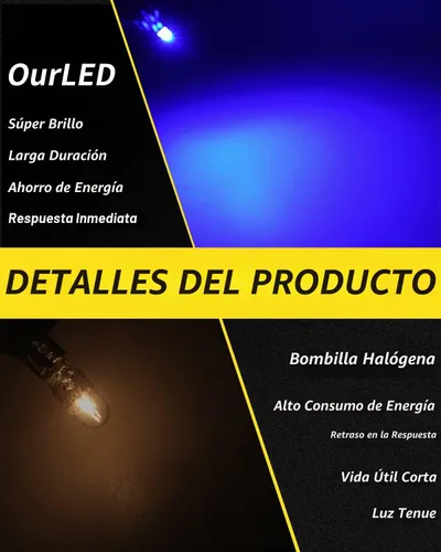 Vista 3 de YONGMING T3 Bombilla LED Neo Azul en Forma de Cuña para Control de Calentador del Clima, Ignición, Panel de Instrumentos, Indicador de Tablero
