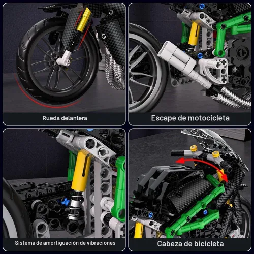 Vista 4 de Conjuntos de construcción de kits de modelo de motocicleta Mould King, kit de construcción de modelo de bicicleta 23002, juguetes de construcción