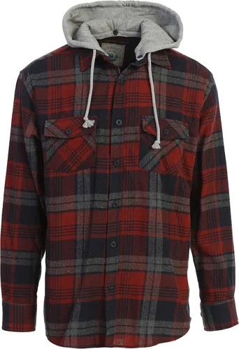Vista 34 de Gioberti Camisa de franela a cuadros de algodón 100% para hombre con capucha extraíble y botones 100 – negro/azul real/gris.