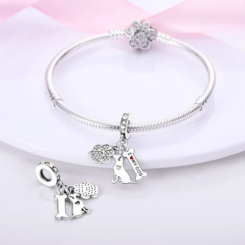 Vista 3 de Parmuz 925 Sterling Silver Charm for Bracelet Necklace Dangle Love Mom Ocean travel Butterfly Party Birthday Charm Beads Pendants DIY Jewelry Gift