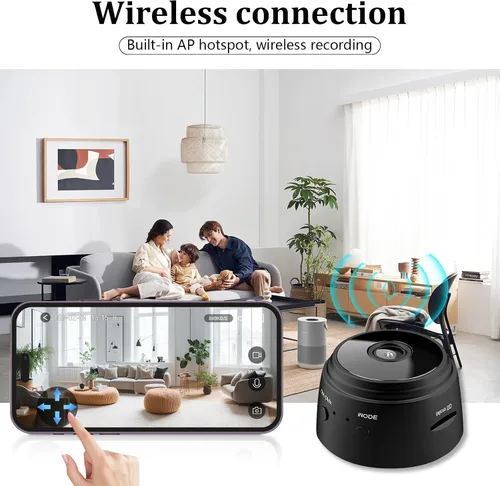 Vista 4 de Mini cámara oculta para interiores, 1080P, WiFi, inalámbrica, para mascotas, bebés, seguridad en la oficina, cámara de video con monitor micro