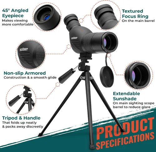 Vista 2 de Telescopio con zoom de alta definición Authentic ROXANT, lente de mente de vidrio con múltiples coberturas + prisma BAK4 Incluye trípode + estuche