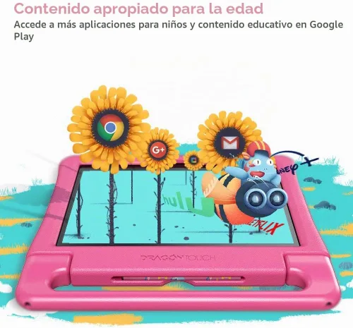 Vista 7 de Tableta para niños con pantalla IPS HD de 10 pulgadas, tabletas Android con 32 GB de almacenamiento, 2 GB de RAM, procesador de cuatro núcleos, Rosa