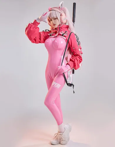 Vista 4 de Cosplay.fm Traje de cosplay de Nikki Alice para mujer con guantes para las orejas
