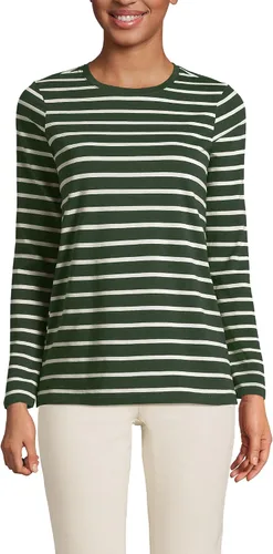 Vista 21 de Lands' End - Camiseta de manga larga, cuello redondo y holgada de algodón Supima cultivado en EE. UU. para mujer Blanco
