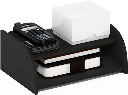 Vista 3 de Furinno Organizadores y accesorios de escritorio clásicos, elevador de monitor de 2 niveles, organización de oficina, estante superior
