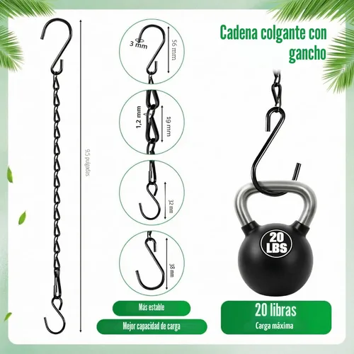 Vista 2 de EBOOT 2 piezas cadena colgante para comederos de pájaros, macetas, linternas y adornos (negro, 9.5 pulgadas)