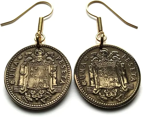 Vista 5 de Spain España 1 Peseta Spanish coin earrings escudo Español Madrid Barcelona Sevilla Málaga Córdoba Valencia Granada Zaragoza Toledo Cadiz Bilbao