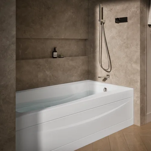 Vista 2 de Kohler 1259-RA-0 Mariposa 72.4 in x 36.0 in baño alcobólico, drenaje derecho, Blanco